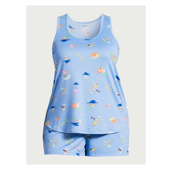 Joyspun Women's Print Tank Top and Shorts Pajama set, color: Peri swim AOP - Picture 6 of 6